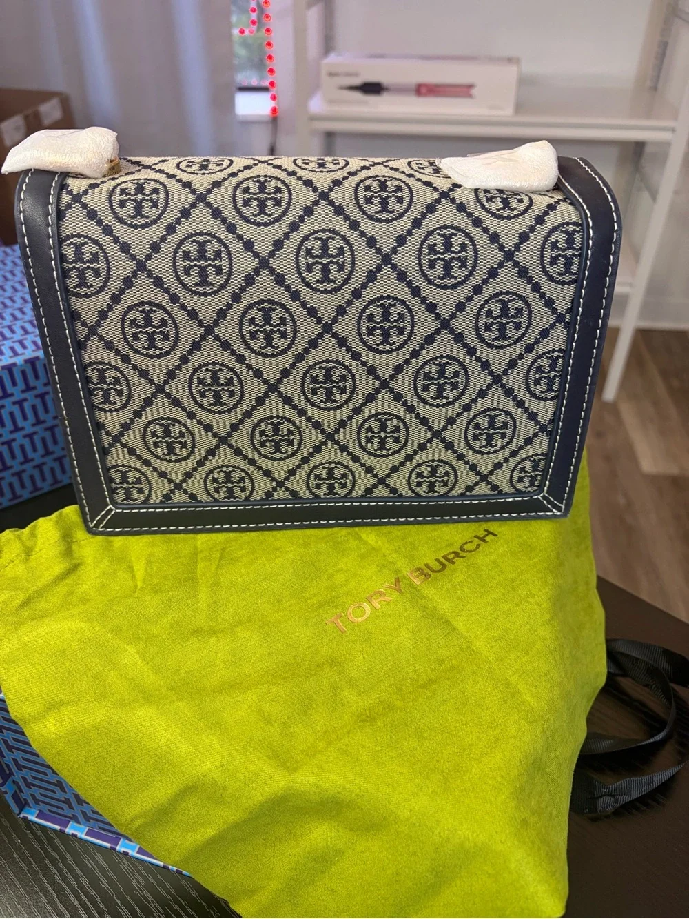 Tory Burch Navy Logo Jacquard Crossbody Bag